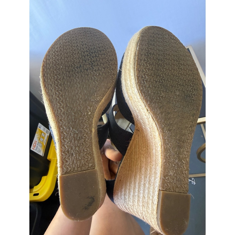 Michael Michael Kors Damita Navy Blue Espadrille Wedge Sandals Gold Zip RH14L 9M - Picture 7 of 7